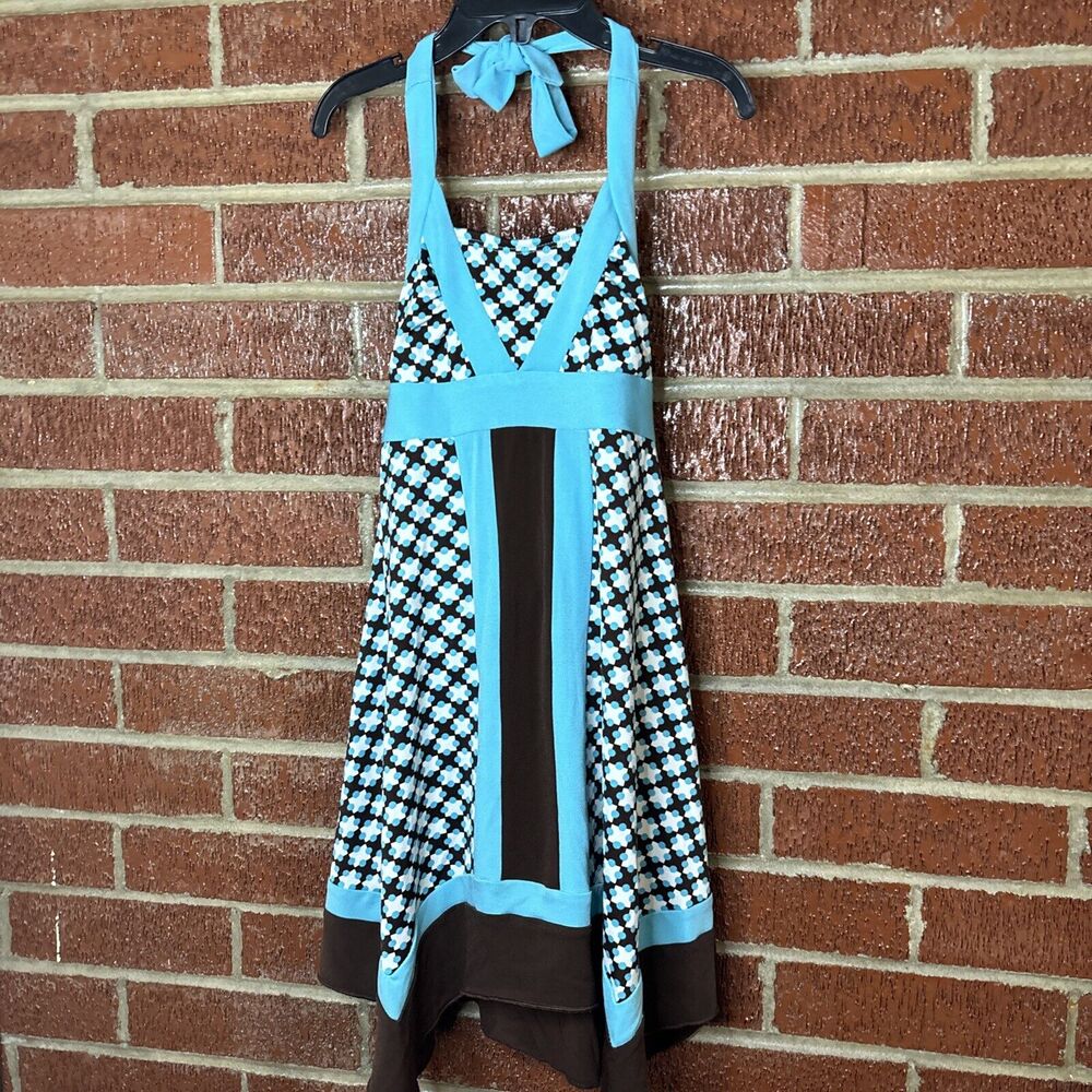 Disorderly Kids Girls Dress Halter Brown Turquoise 5